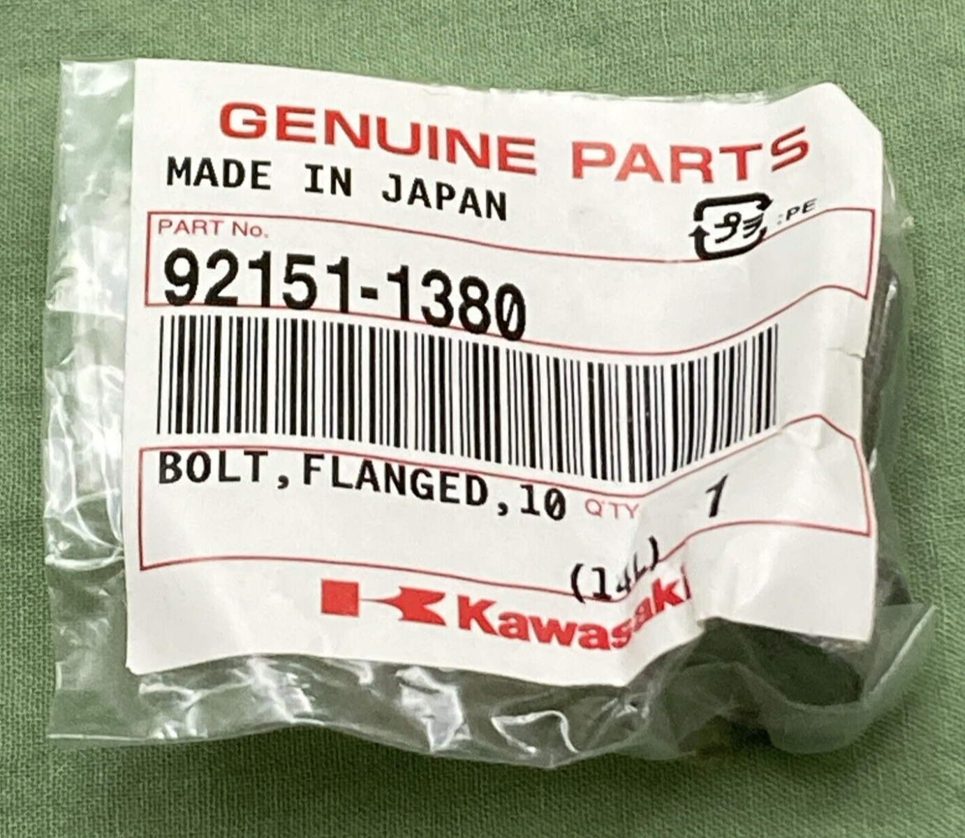 NEW GENUINE KAWASAKI 92151-1380 Bolt, Flanged, 10X25
