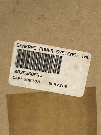 NEW GENUINE GENERAC 0826660SRV CARBURETOR - SERVICE