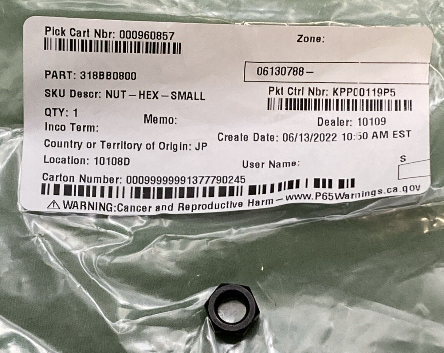 NEW REPLACES KAWASAKI 318BB0800 Nut - Hex - Small