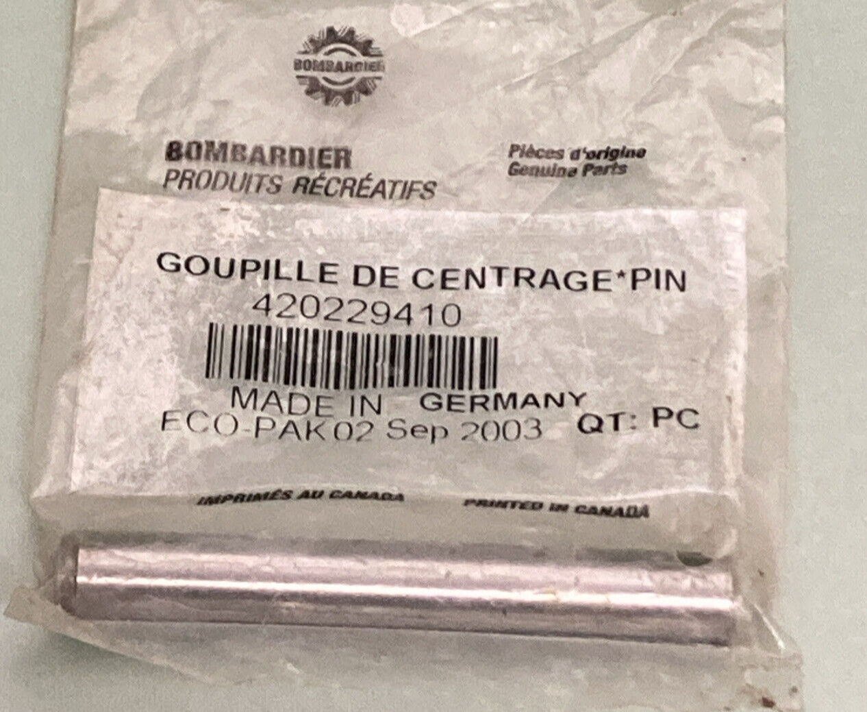 NEW GENUINE BOMBARDIER 420229410 SKI-DOO PIN CRANKCASE, ELCTRIC/STARTER