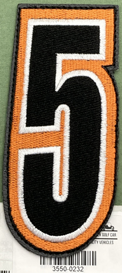NEW AMERICAN KARGO 3550-0232 EMBROIDERED HOOK-VEL PATCH 5.25" #5 ORANGE, BLACK