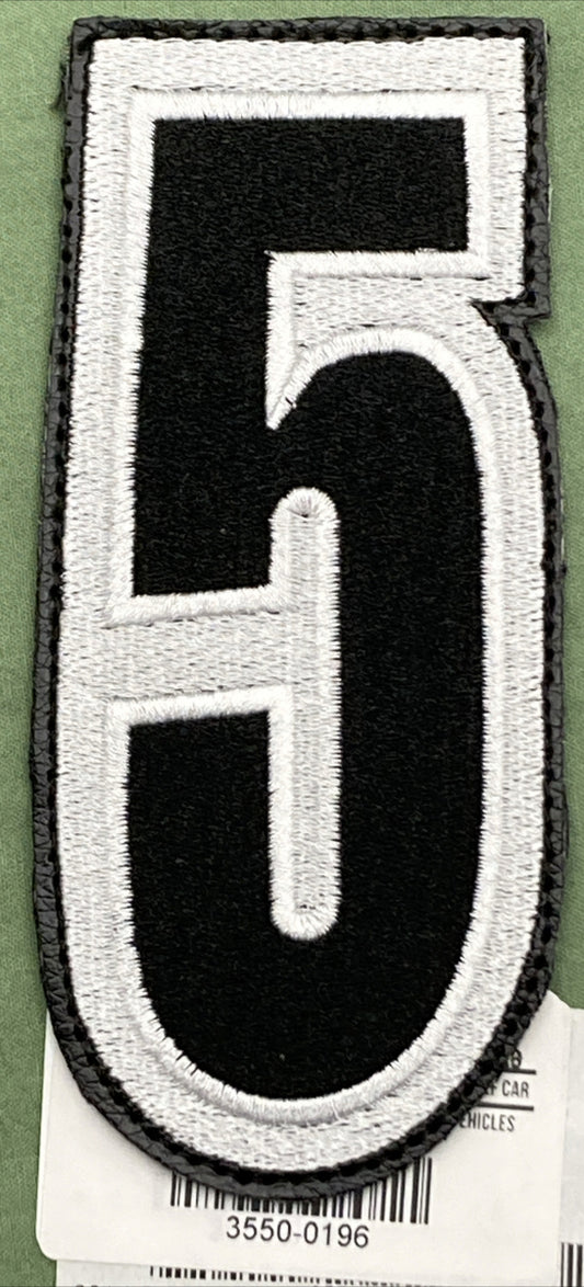 NEW AMERICAN KARGO 3550-0196 EMBROIDERED HOOK-VEL PATCH 5.25" #5 WHITE, BLACK