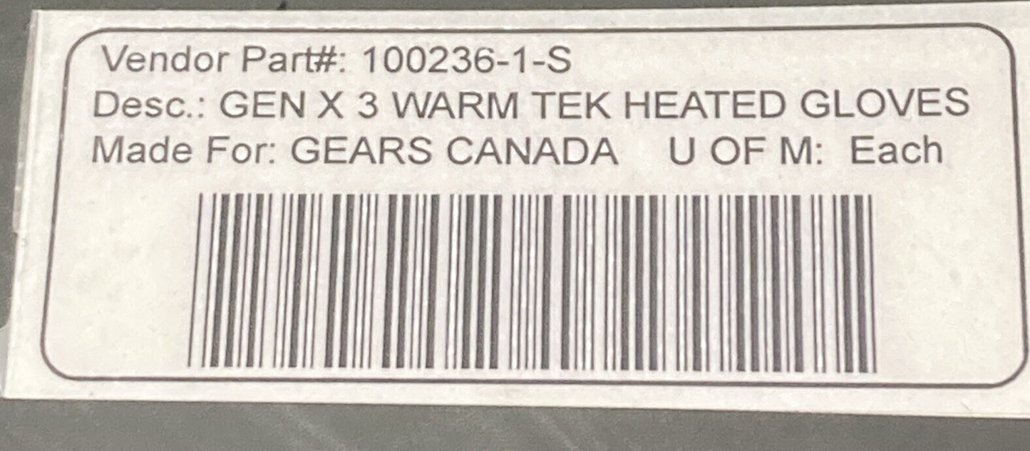 NEW GENUINE GEARS 100236-1-S GEN X WARM TEK HEATED GLOVES