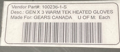 NEW GENUINE GEARS 100236-1-S GEN X WARM TEK HEATED GLOVES