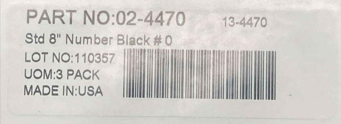 NEW 3 PACK FACTORY EFFEX 02-4470 02-4474 4 MIL THICK STD 8" NUMBER BLACK #0, #4