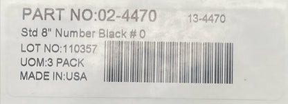 NEW 3 PACK FACTORY EFFEX 02-4470 02-4474 4 MIL THICK STD 8" NUMBER BLACK #0, #4