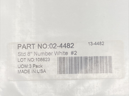 NEW 3 PACK FACTORY EFFEX 02-4482 02-4486 4 MIL THICK STD 8" NUMBER WHITE #6, #2