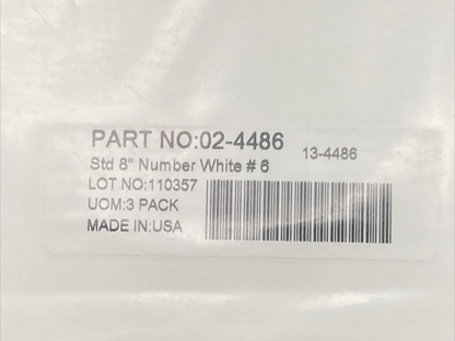 NEW 3 PACK FACTORY EFFEX 02-4482 02-4486 4 MIL THICK STD 8" NUMBER WHITE #6, #2