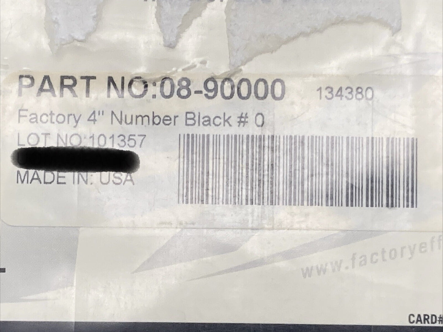 NEW FACTORY EFFEX 08-90000 4" FACTORY NUMBER 12 MIL BLACK #0
