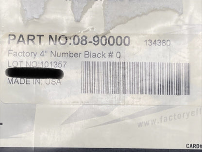 NEW FACTORY EFFEX 08-90000 4" FACTORY NUMBER 12 MIL BLACK #0