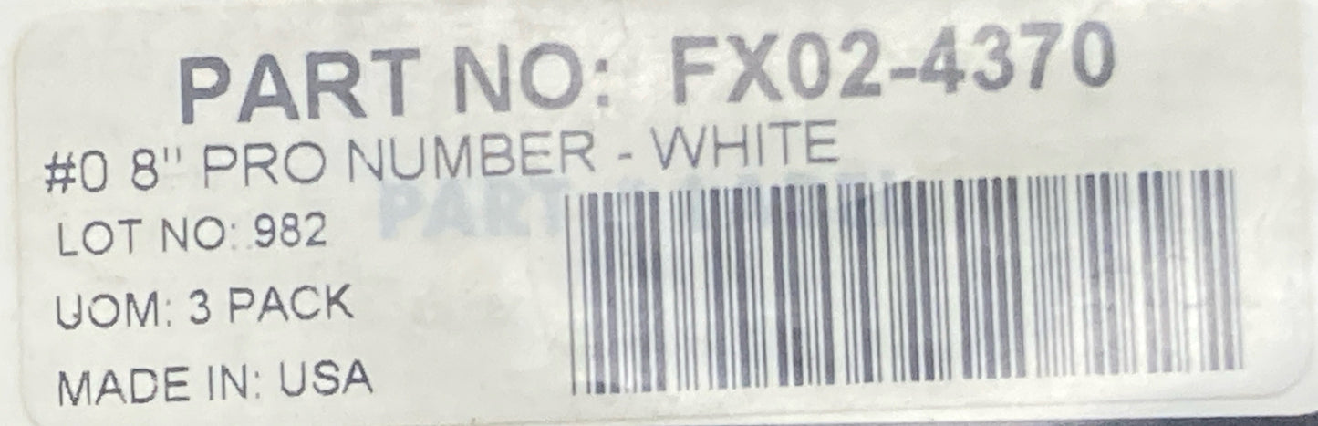 NEW 3 PACK FACTORY EFFEX FX02-4370 8" FACTORY NUMBERS 12 MIL WHITE #0