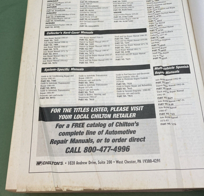 GENUINE CHILTON'S 7921 TRUCK & VAN SERVICE MANUAL 1993-1997