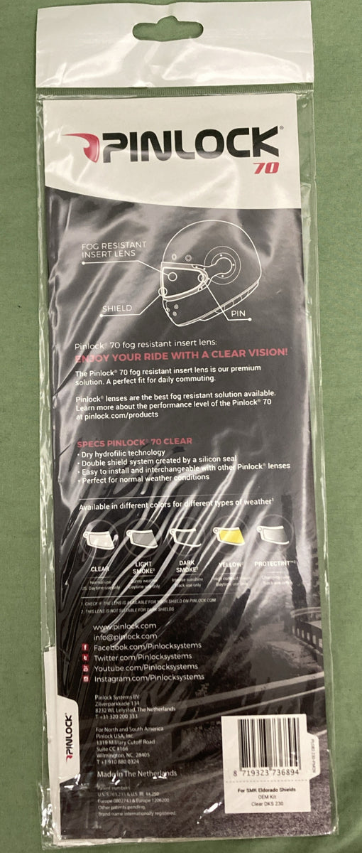 NEW PINLOCK P-70-R ANTI FOG RISISTANT LENS CLEAR RETRO HELMETS