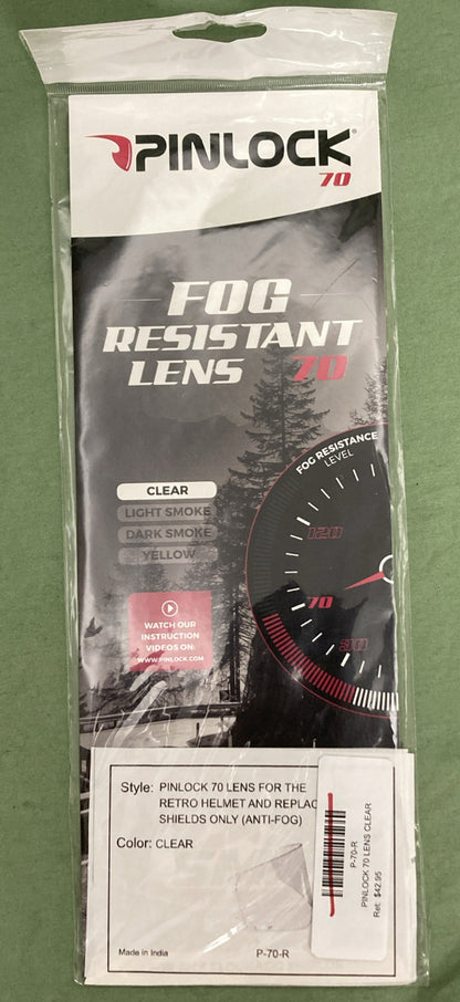 NEW PINLOCK P-70-R ANTI FOG RISISTANT LENS CLEAR RETRO HELMETS