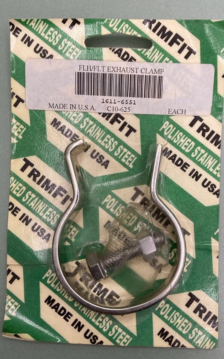 NEW TRIMFIT 1611-6551 FLH/FLT EXHAUST CLAMP POLISHED STAINLESS STEEL