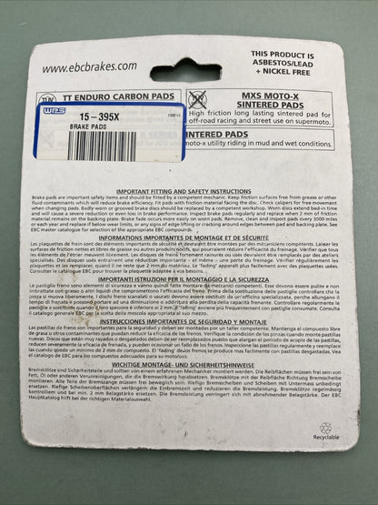 NEW EBC BRAKES FA395X BRAKE PADS HIGH PERFORMANCE OFF ROAD MOTORCYCLE
