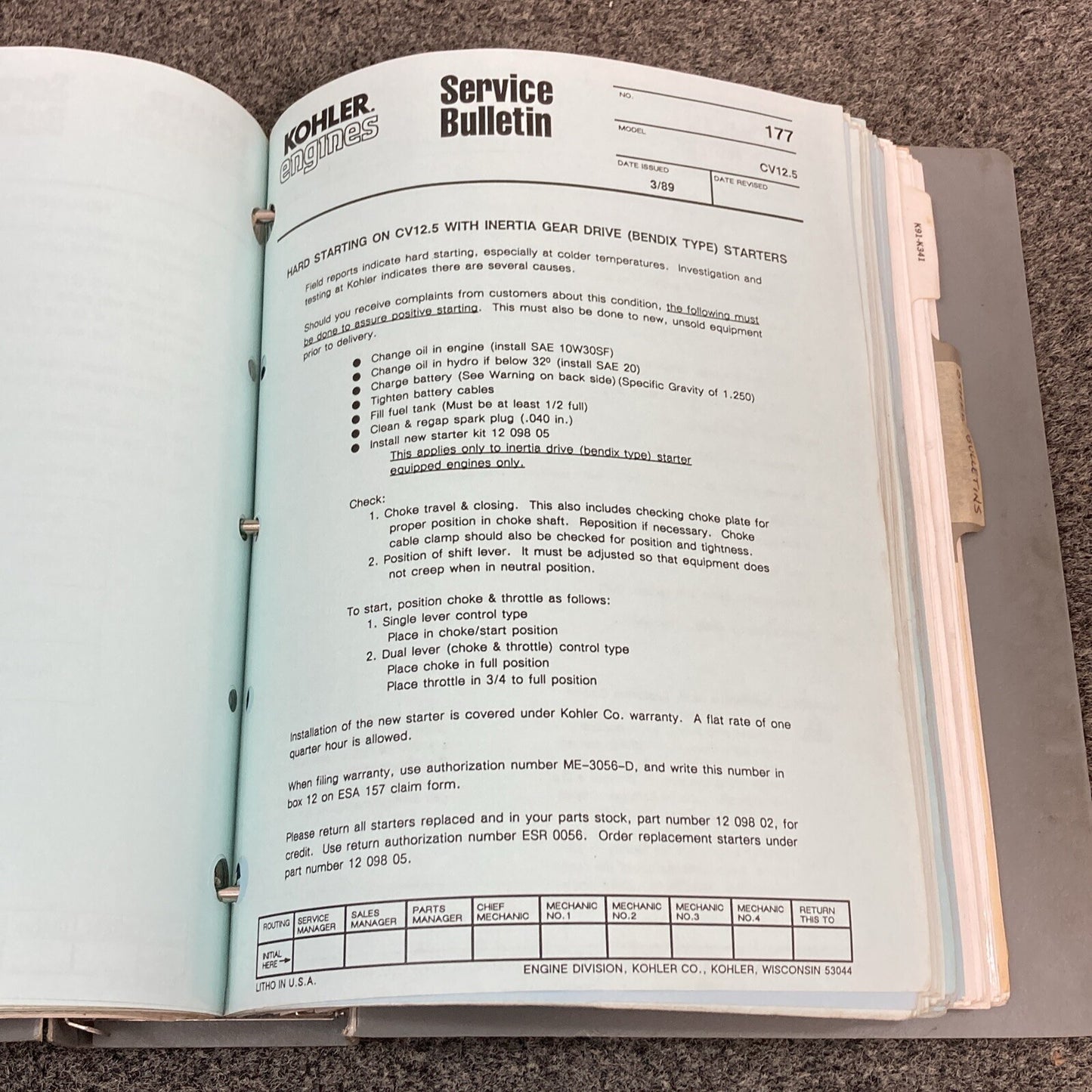 GENUINE KOHLER ENGINES PARTS 102-254/SERVICE 67-293 BULLETINS & ADD. INFO