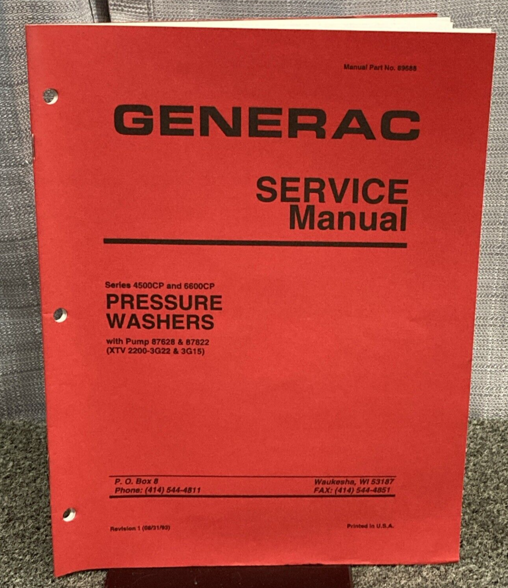 NEW GENUINE GENERAC 89688 SERVICE MANUAL SERIES 4500CP/6600CP