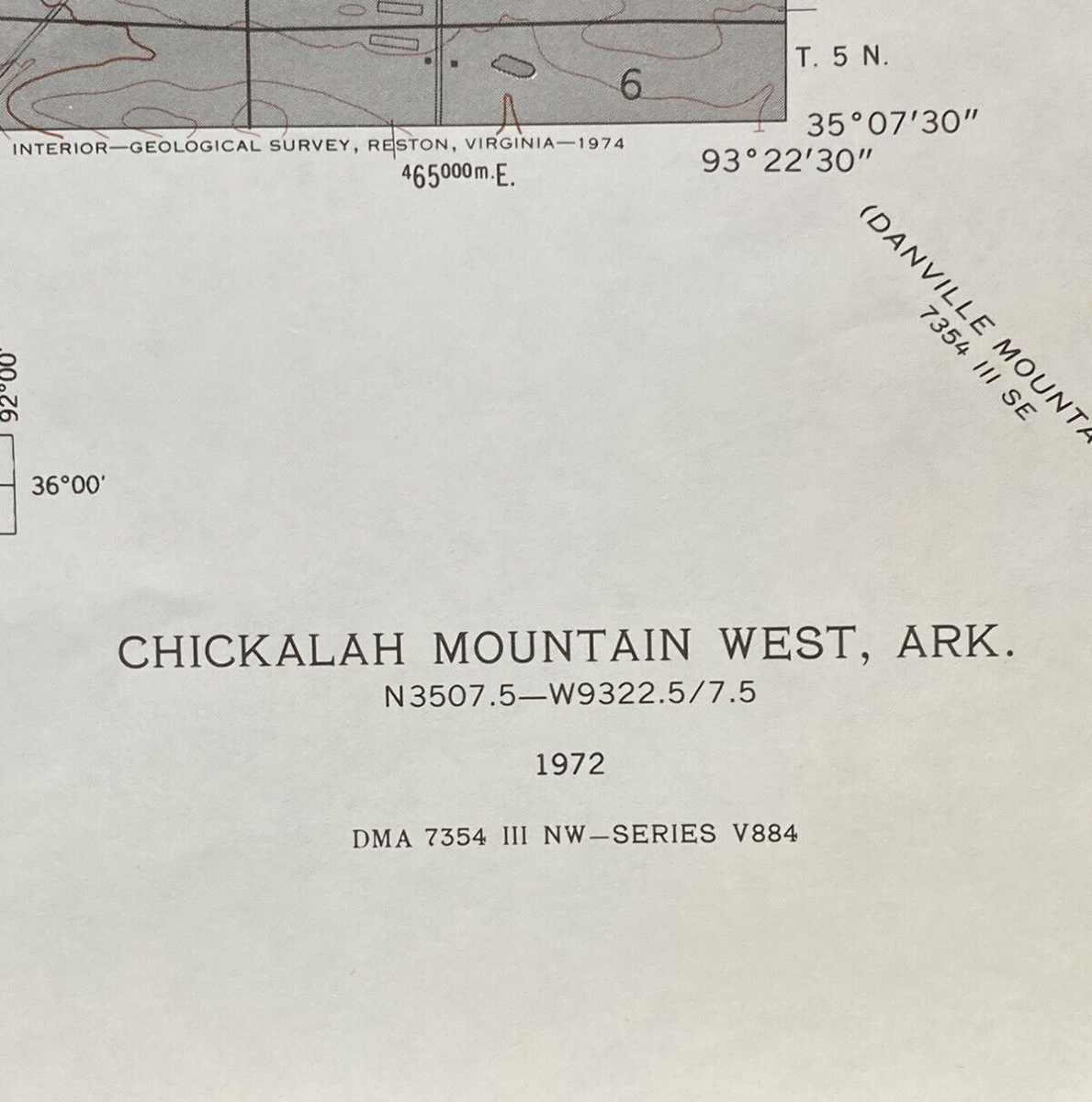 CHICKALAH MOUNTAIN WEST ARKANSAS MAP DMA 7354 III NW-SERIES V884