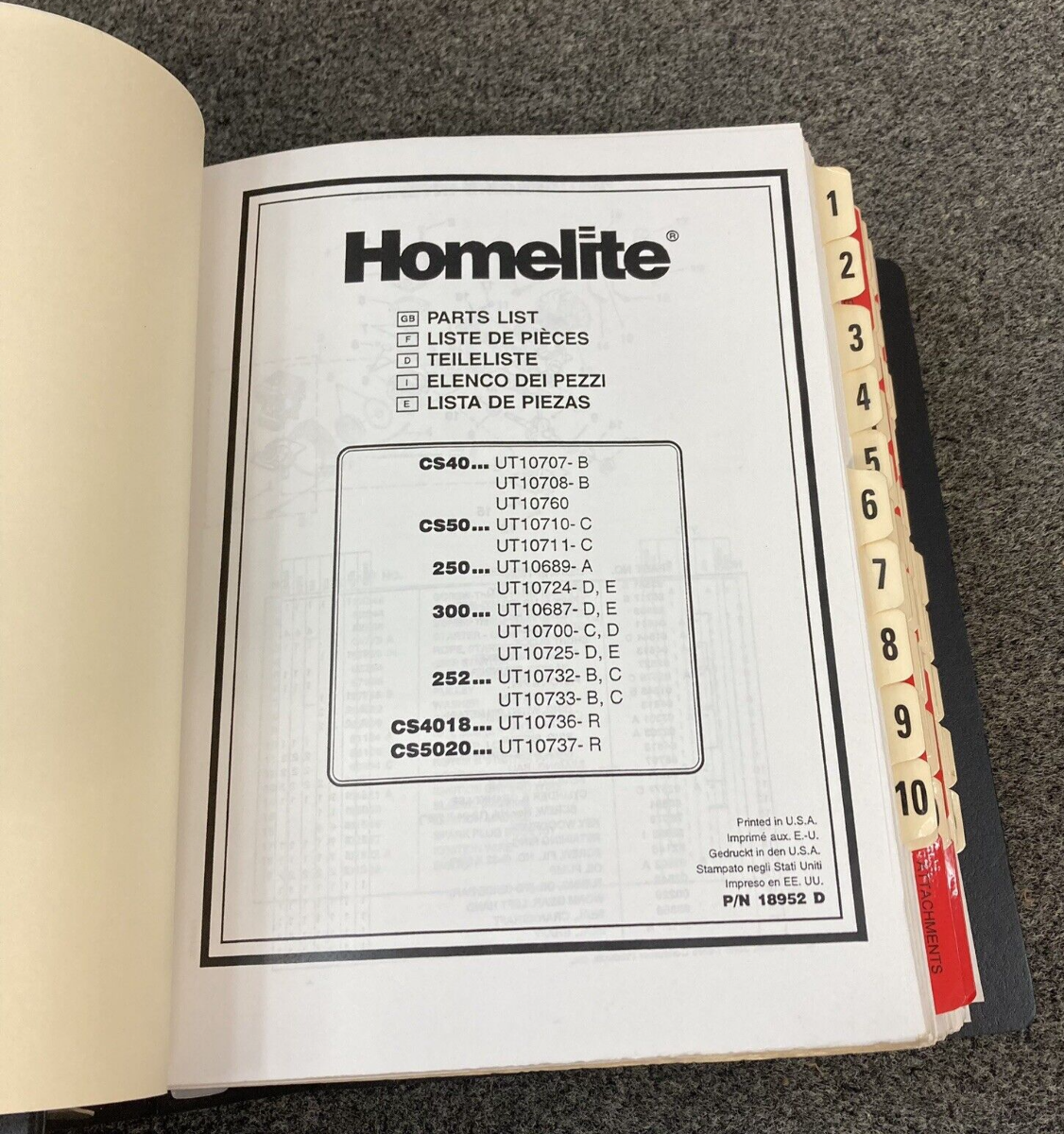GENUINE HOMELITE PARTS LIST MANUALS AND ADDITIONAL INFORMATION