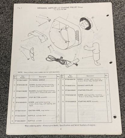 TELEDYNE WISCONSIN ROBIN EY18W LOOSE-LEAF SERVICE PARTS MANUAL
