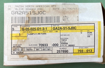 NEW GENUINE MAZDA GA2A-51-5J0C LAMP LT, RR TURN SIDE '93-'97 MAZDA 626 & MX-6
