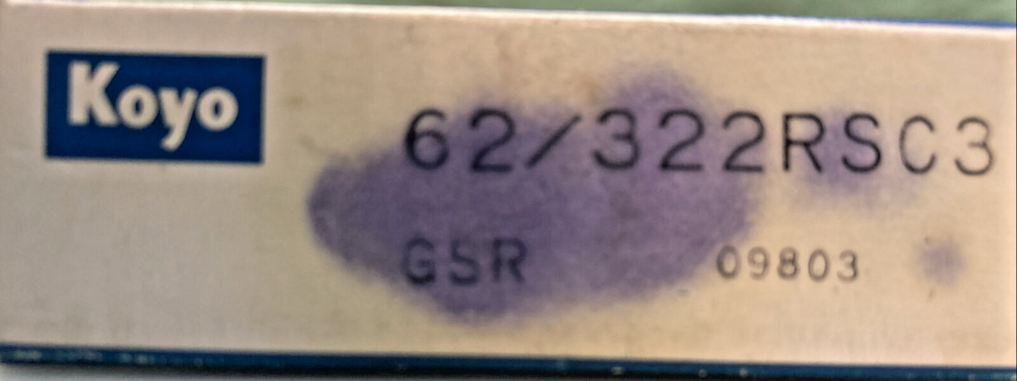 NEW KOYO 62/322RSC3 SEALED DEEP GROOVE BALL BEARING 32MM IDX65MM OD X17MM WD
