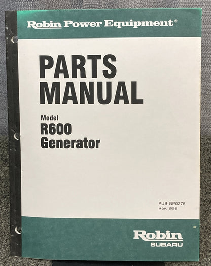 NEW GENUINE SUBARU ROBIN PUB-GP0275 PARTS MANUAL FOR R600 GENERATOR