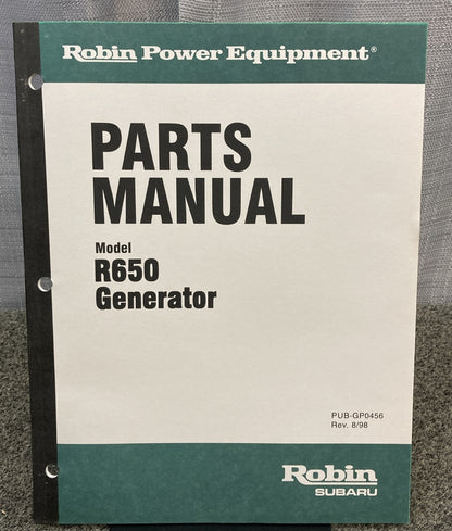 NEW GENUINE SUBARU ROBIN PUB-GP0456 PARTS MANUAL FOR R650 GENERATOR
