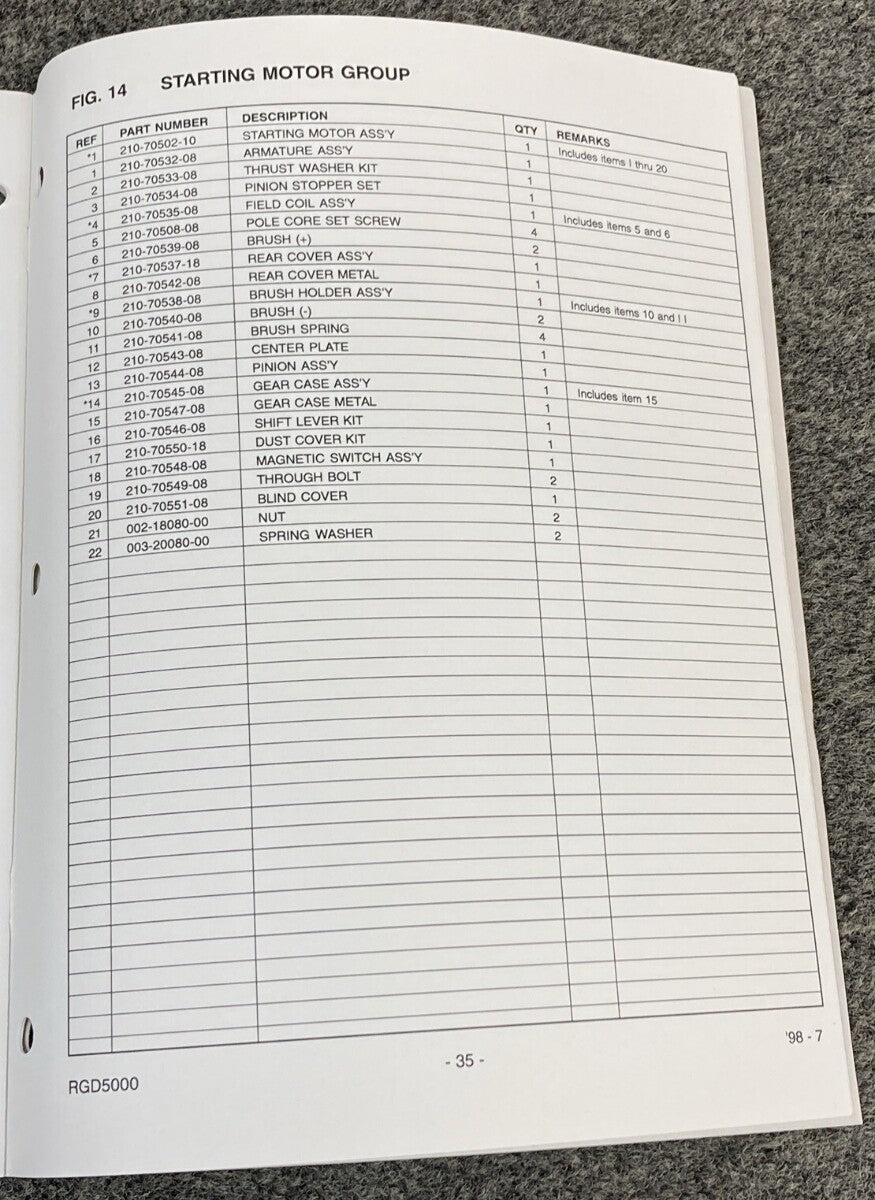 NEW GENUINE SUBARU ROBIN PUB-GP1204 PARTS MANUAL FOR RGD5000 GENERATOR