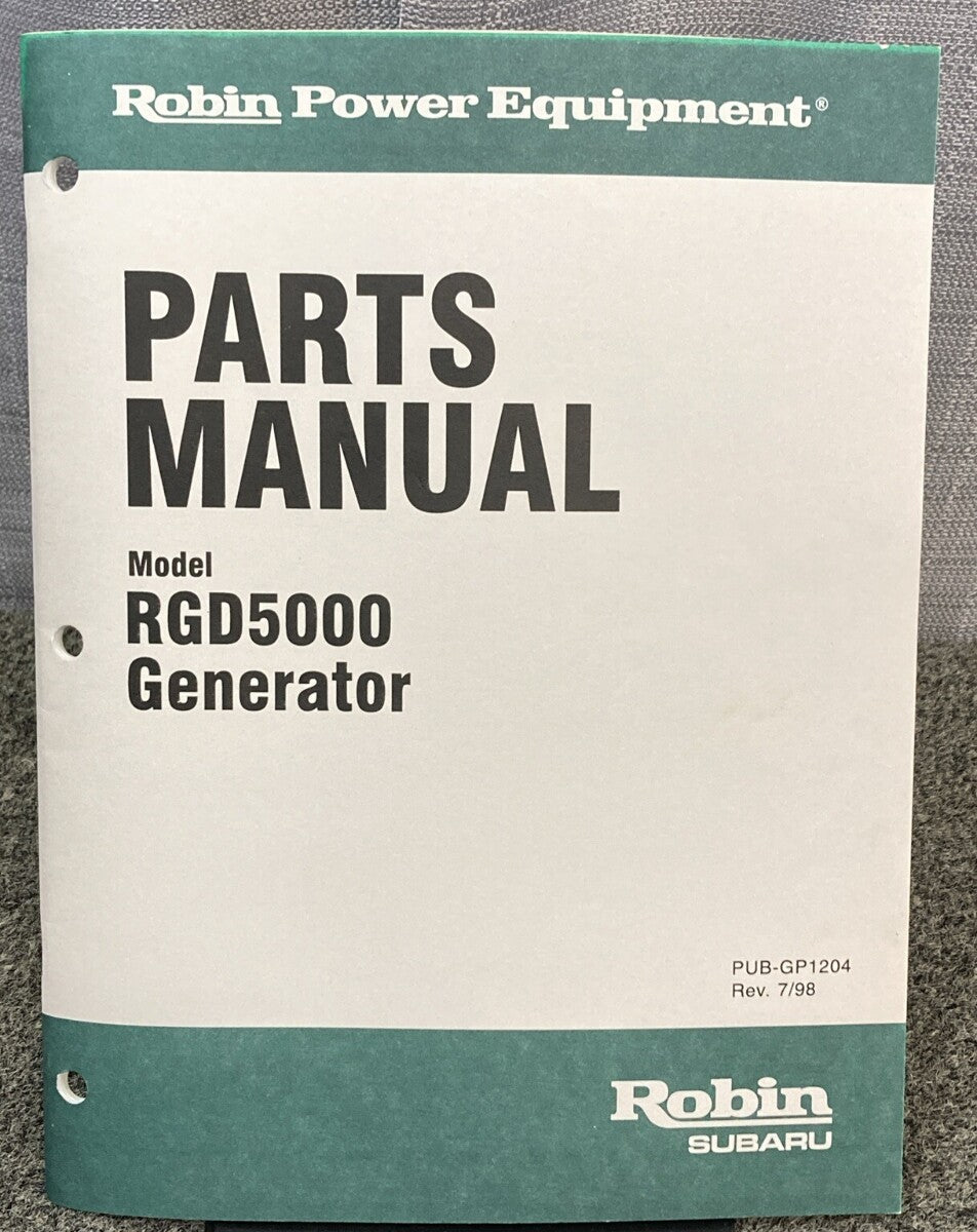NEW GENUINE SUBARU ROBIN PUB-GP1204 PARTS MANUAL FOR RGD5000 GENERATOR