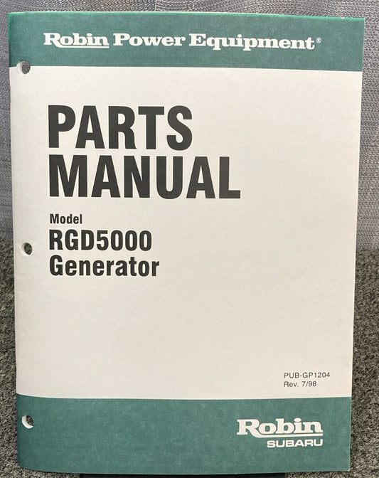 NEW GENUINE SUBARU ROBIN PUB-GP1204 PARTS MANUAL FOR RGD5000 GENERATOR