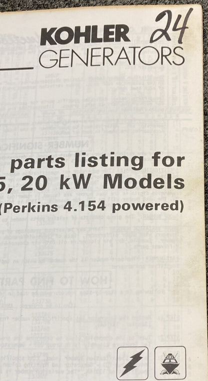 QTY 3 GENUINE KOHLER GENERATOR SETS PARTS LISTING MODELS 1.75KW 3.5KW 15,20kW