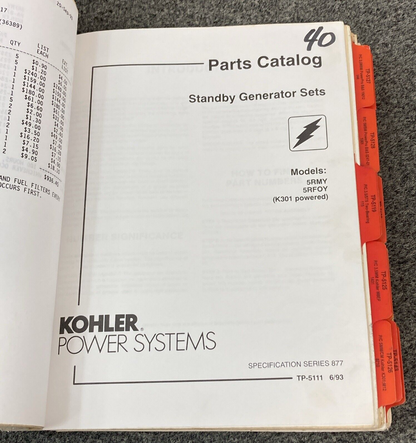 QTY 21 GENUINE KOHLER GENERATORS PARTS LISTING/CATALOG MANUALS