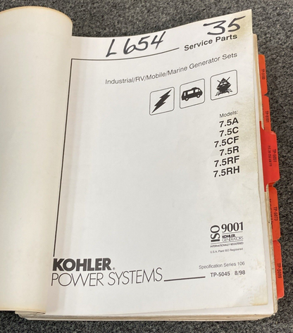 QTY 21 GENUINE KOHLER GENERATORS PARTS LISTING/CATALOG MANUALS