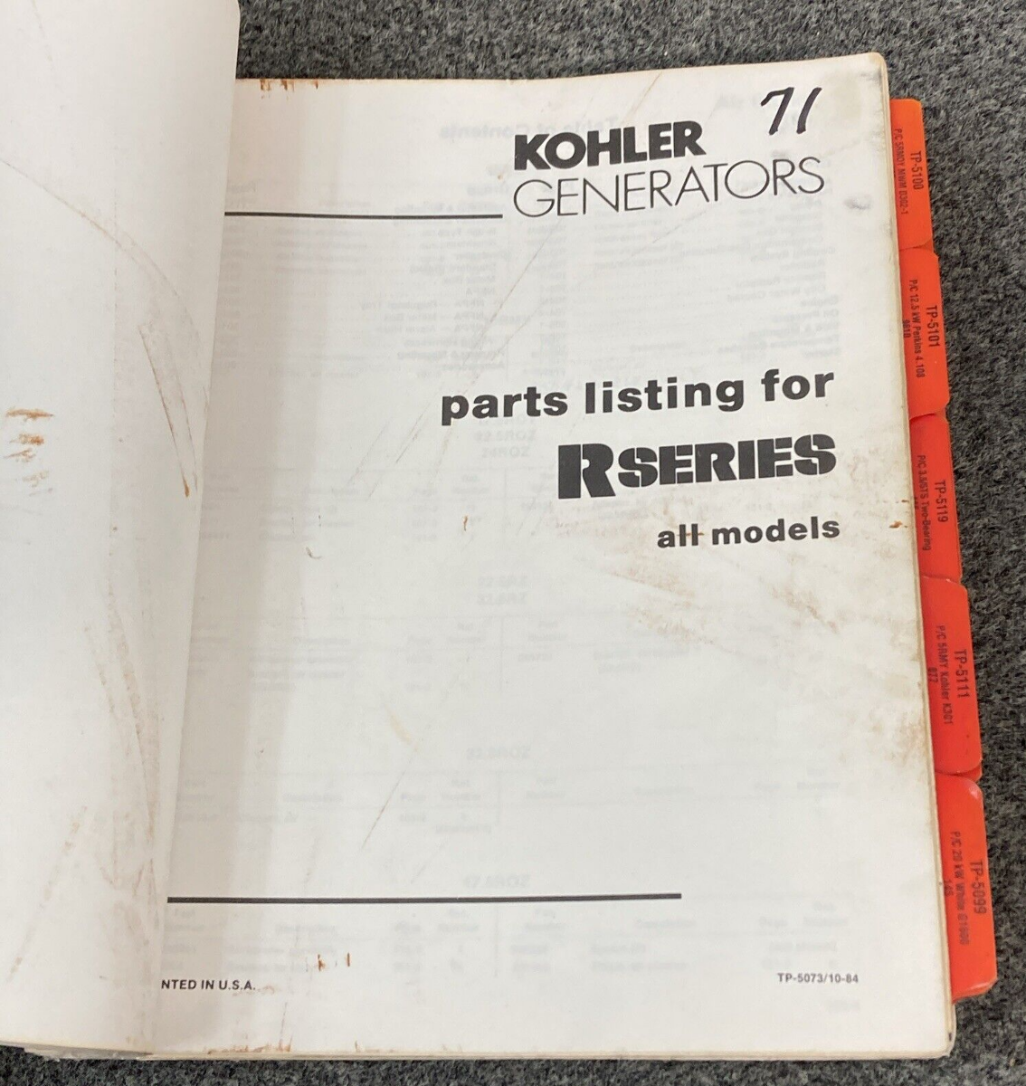 QTY 21 GENUINE KOHLER GENERATORS PARTS LISTING/CATALOG MANUALS