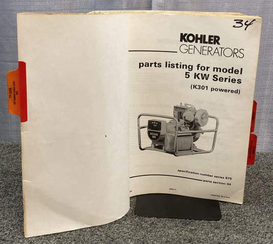 QTY 21 GENUINE KOHLER GENERATORS PARTS LISTING/CATALOG MANUALS