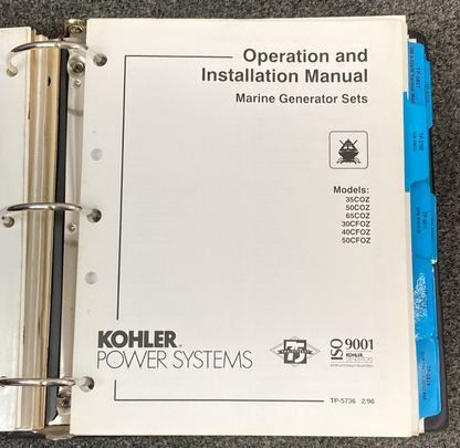 QTY 19 GENUINE KOHLER GENERATORS MARINE OPERATION & INSTALLATION MANUALS