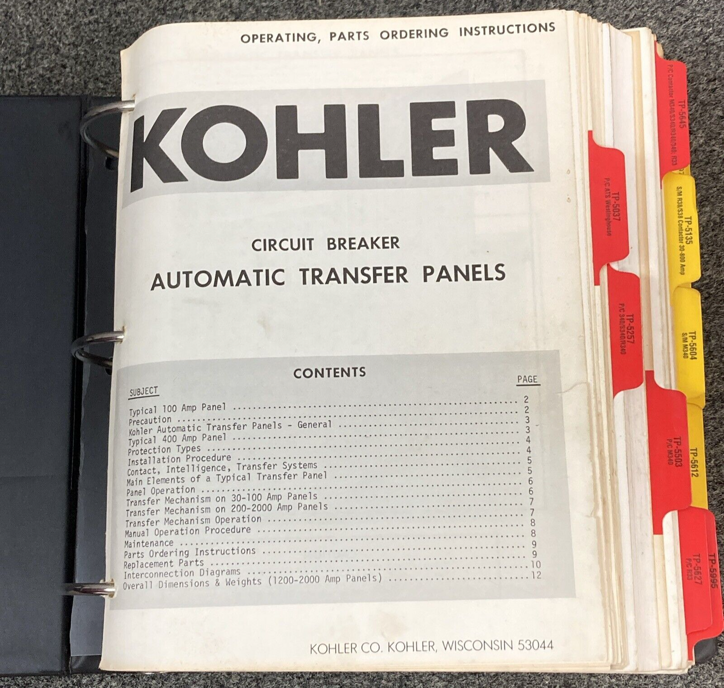 QTY 19 GENUINE KOHLER GENERATORS ATS PARTS & SERVICE MANUALS