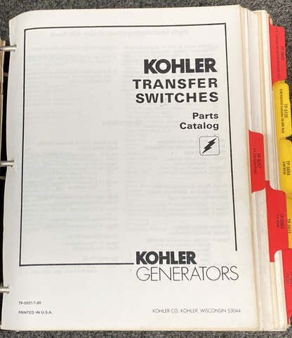 QTY 19 GENUINE KOHLER GENERATORS ATS PARTS & SERVICE MANUALS
