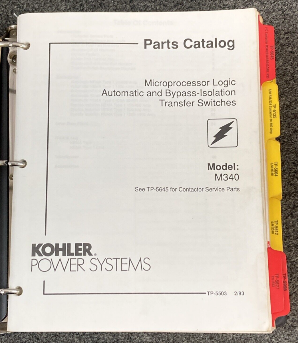 QTY 19 GENUINE KOHLER GENERATORS ATS PARTS & SERVICE MANUALS