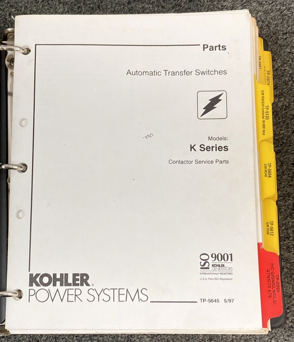 QTY 19 GENUINE KOHLER GENERATORS ATS PARTS & SERVICE MANUALS