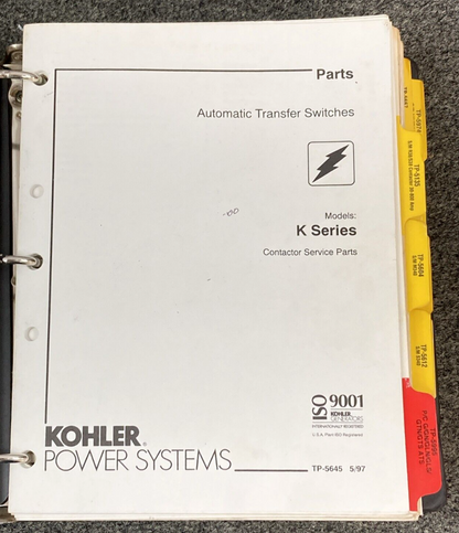 QTY 19 GENUINE KOHLER GENERATORS ATS PARTS & SERVICE MANUALS