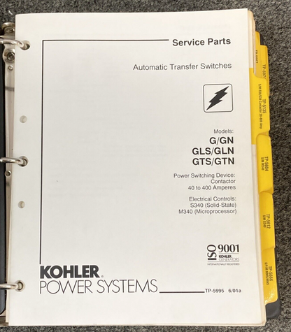 QTY 19 GENUINE KOHLER GENERATORS ATS PARTS & SERVICE MANUALS