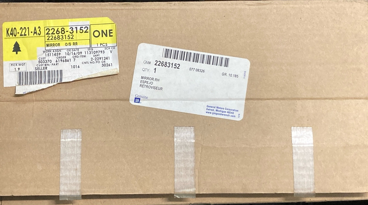 NEW GENIUNE GM 22683152 MIRROR RH '97-'05 MALIBU, ACHIEVA & CUTLASS CHAMPANGE