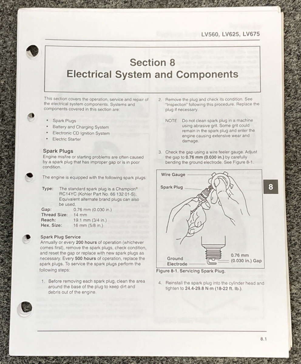 GENUINE KOHLER ENGINES TP-2509 LOOSE-LEAF AEGIS SERVICE MANUAL