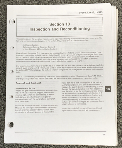 GENUINE KOHLER ENGINES TP-2509 LOOSE-LEAF AEGIS SERVICE MANUAL