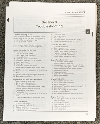 GENUINE KOHLER ENGINES TP-2509 LOOSE-LEAF AEGIS SERVICE MANUAL