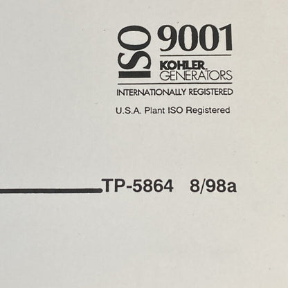 KOHLER POWER SYSTEMS TP-5864 INDUSTRIAL GENERATOR SETS SERVICE MANUAL