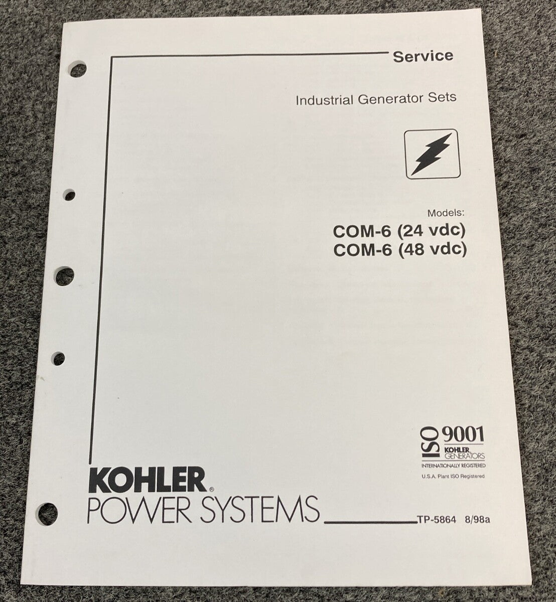 KOHLER POWER SYSTEMS TP-5864 INDUSTRIAL GENERATOR SETS SERVICE MANUAL